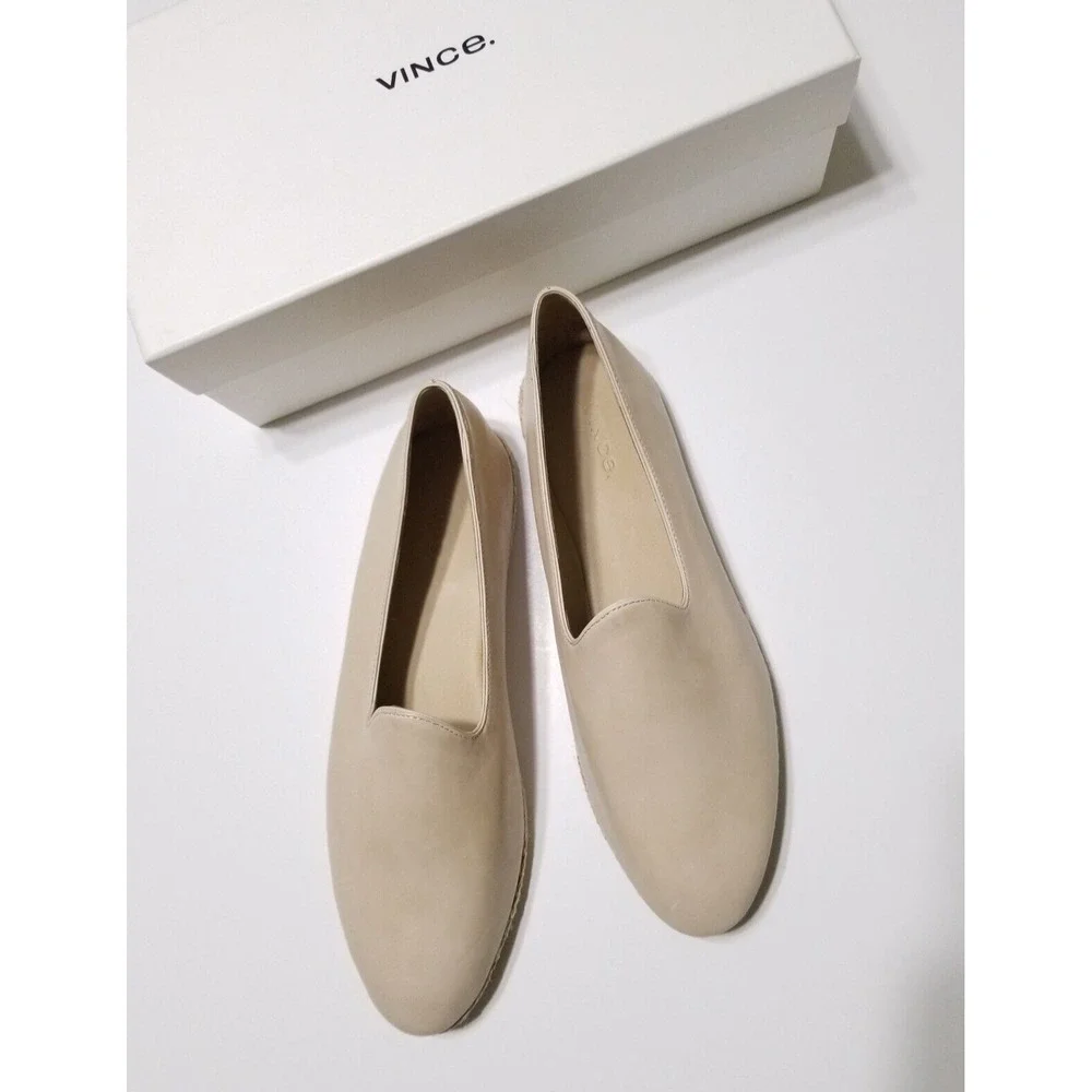 Vince Malia Leather Espadrilles Flat Loafers Sandember Beige NIB Size 9.5 $175 - Picture 5 of 16